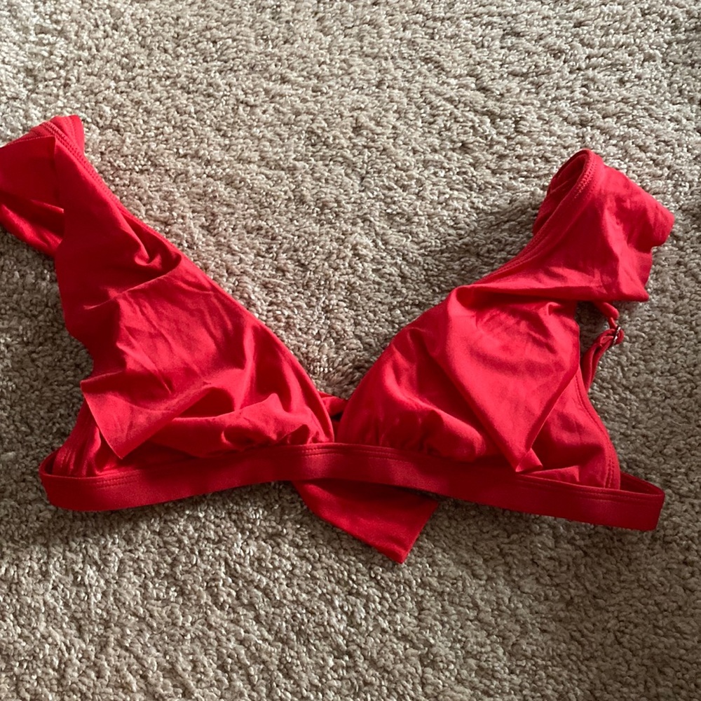 Red V cut bikini top